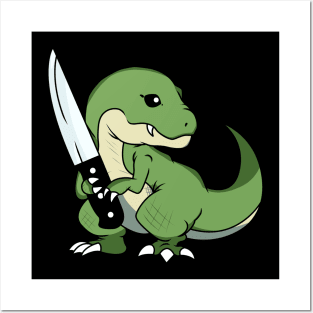 Dinosaur Tirex with knife! Posters and Art